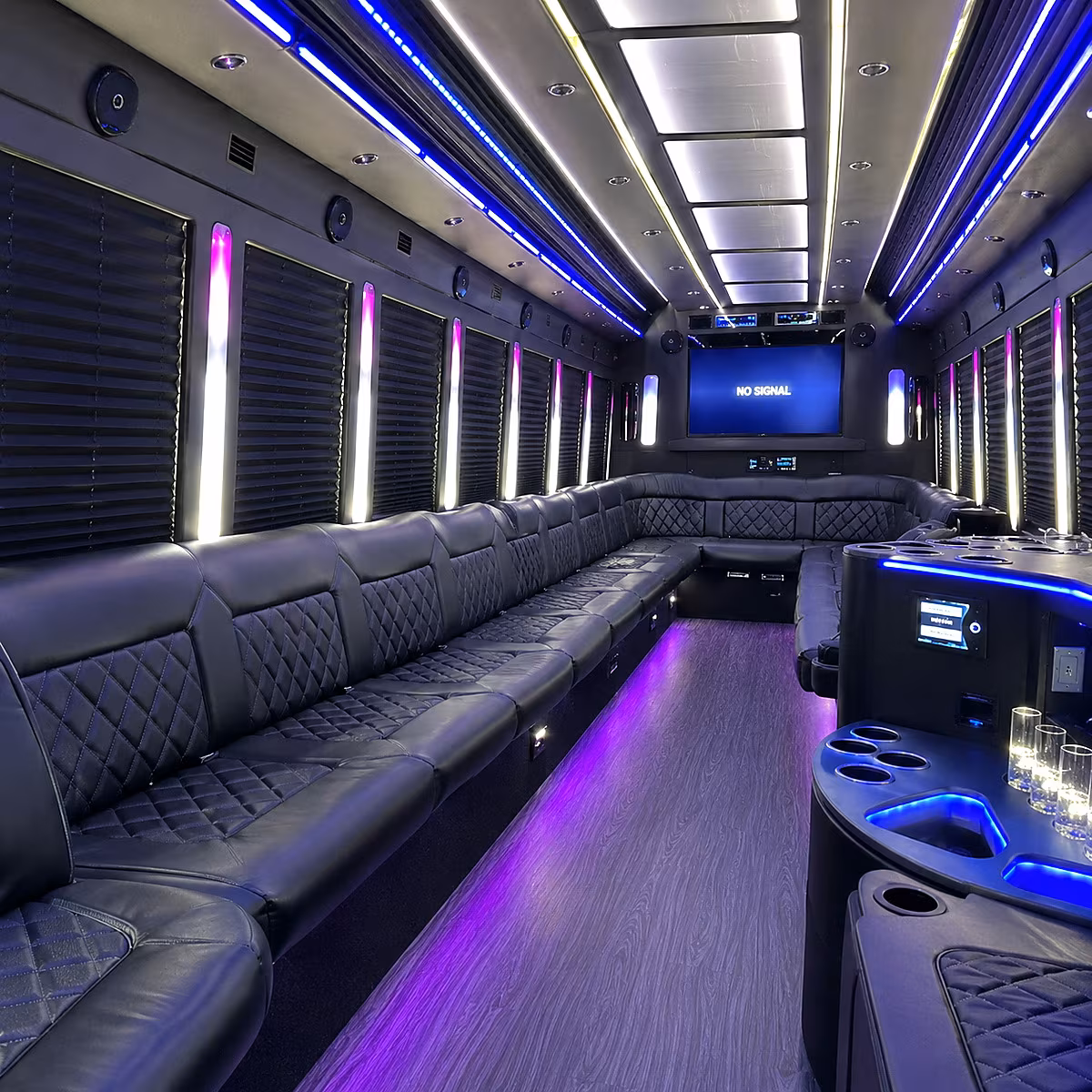 Group beside a Mercedes Sprinter limo in El Paso